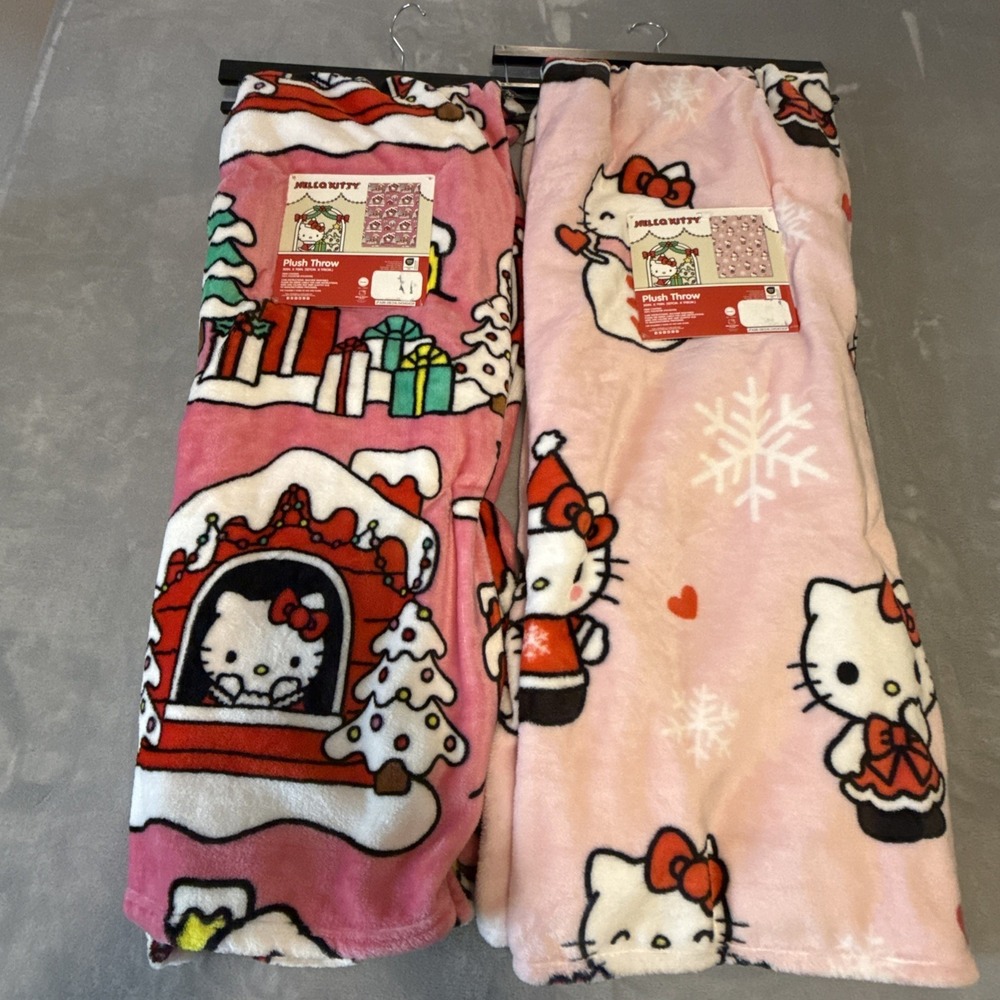 Hello Kitty Set Of Two Christmas Throw Blankets